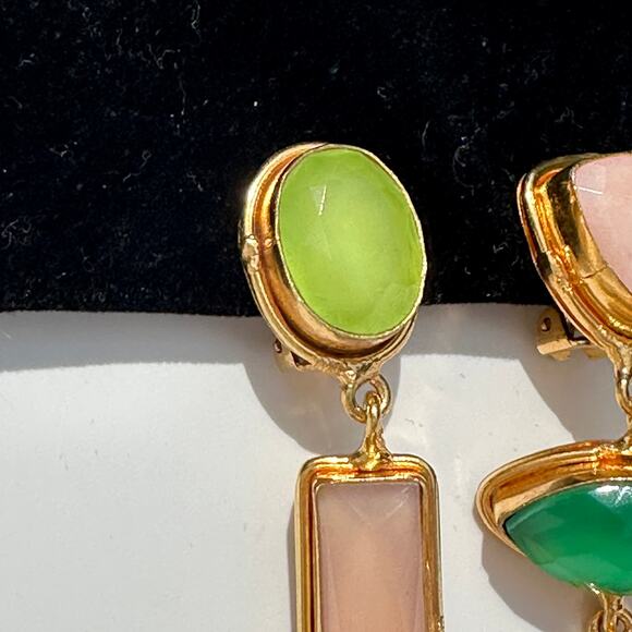 Sylvia Toledano Cascade Earrings Onyx Quartz Chalcedony 22k Gold Plated Bras$365 - Picture 9 of 16